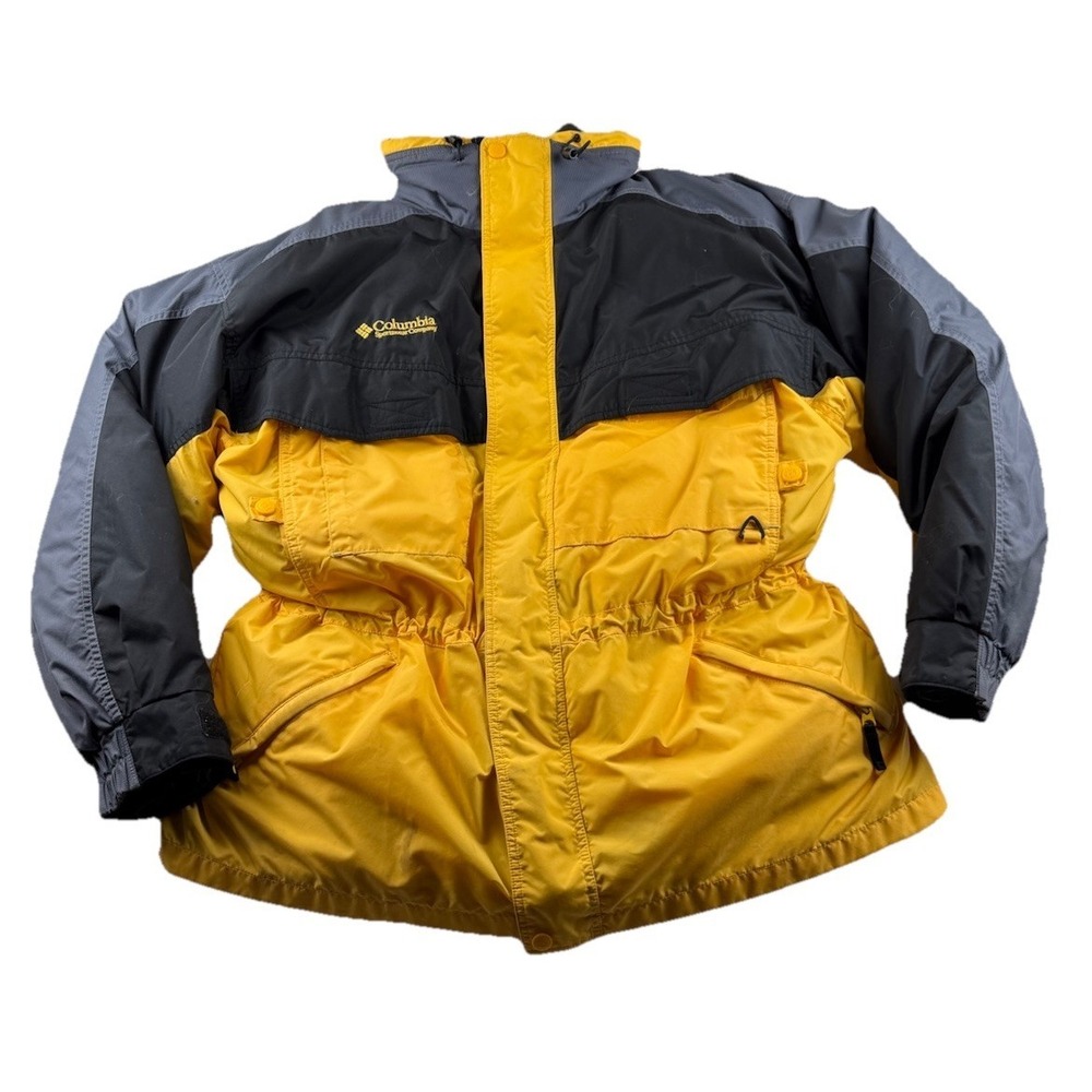 Columbia Willawaw 3 In 1 Down Filled Ski Jacket Parka Men's XL Yellow Gray Blac